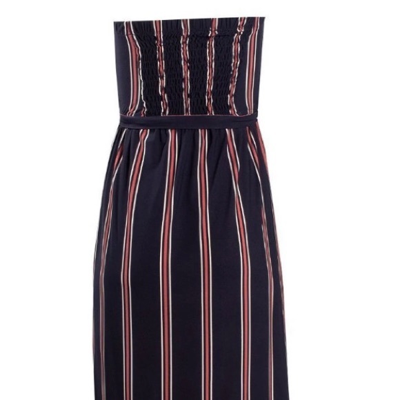 NWT Striped Strapless Maxi Dress - Navy - Medium - Picture 2 of 6